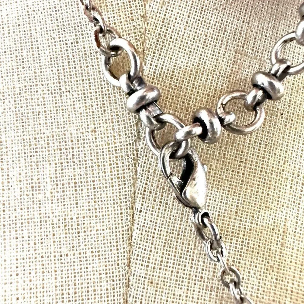 Lucky Brand Silver Tone Clear Crystal Daisy Pendant Necklace Brand
